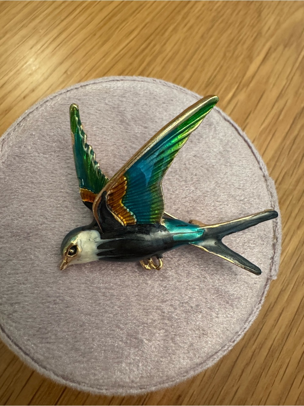 Vintage American Tattoo style brooch swallow